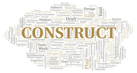 Construct typography word cloud create with the text only
