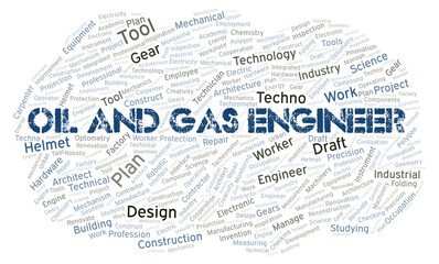 Oil And Gas Engineer typography word cloud create with the text only