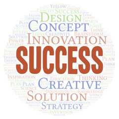 Success typography word cloud create with the text only.