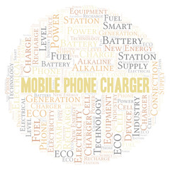 Fototapeta premium Mobile Phone Charger typography word cloud create with the text only.