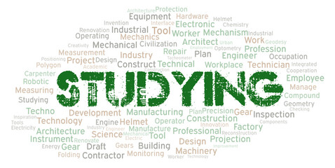 Studying typography word cloud create with the text only