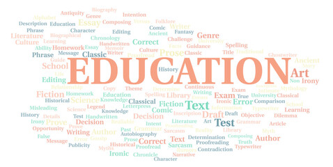 Education typography word cloud create with the text only