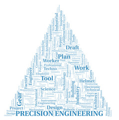 Precision Engineering typography word cloud create with the text only