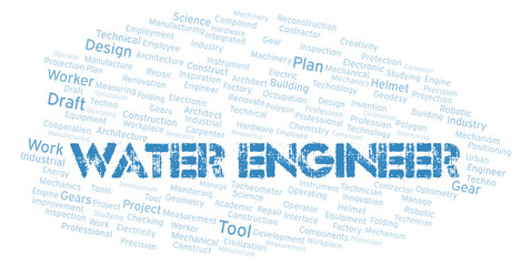 Water Engineer typography word cloud create with the text only
