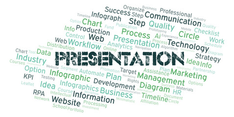 Presentation typography word cloud create with the text only.