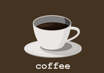coffee cup icon vector on brown background 