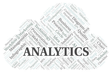 Analytics typography word cloud create with the text only.
