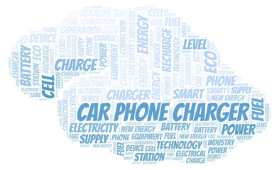 Car Phone Charger typography word cloud create with the text only.