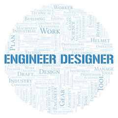 Engineer Designer typography word cloud create with the text only