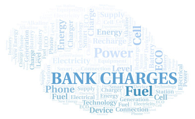 Bank Charges typography word cloud create with the text only.