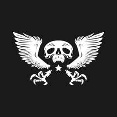 skull head with wings and claw logo. vector illustration