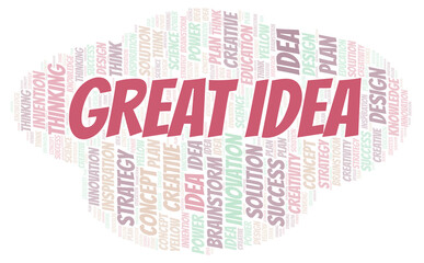 Great Idea typography word cloud create with the text only.