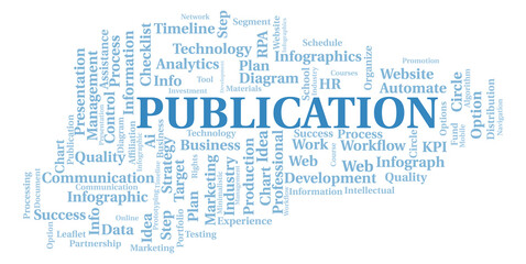 Fototapeta premium Publication typography word cloud create with the text only.