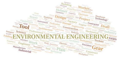 Environmental Engineering typography word cloud create with the text only