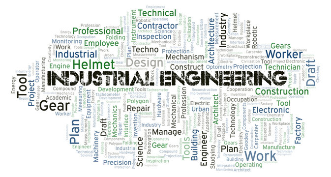 Industrial Engineering typography word cloud create with the text only