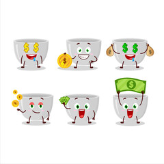 Plastic bowl cartoon character with cute emoticon bring money