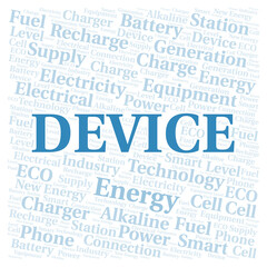 Device typography word cloud create with the text only.