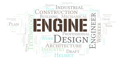 Obraz premium Engine typography word cloud create with the text only