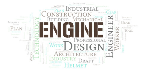 Engine typography word cloud create with the text only