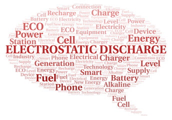 Electrostatic Discharge typography word cloud create with the text only.