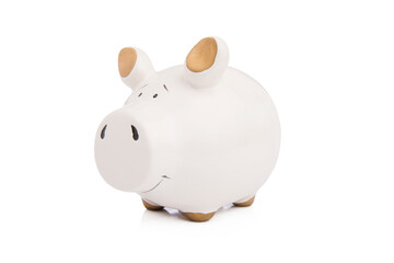 White piggy banks isolated on white.