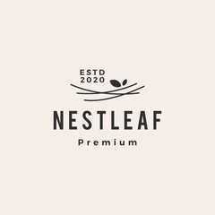 nest leaf hipster vintage logo vector icon illustration