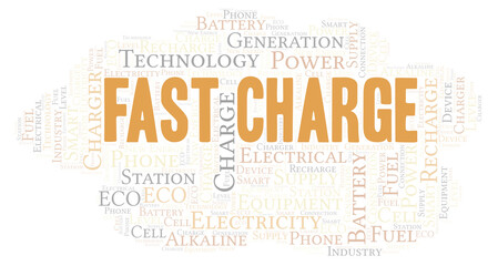 Fototapeta premium Fast Charge typography word cloud create with the text only.