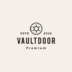 vault door hipster vintage logo vector icon illustration