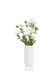 Naklejka na ściany i meble Blank white vase with flowers bouquet design on white background.