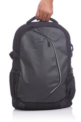 Naklejka premium Black backpack isolated on white.