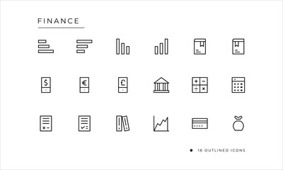 Fototapeta na wymiar Finance icon set with outlined style
