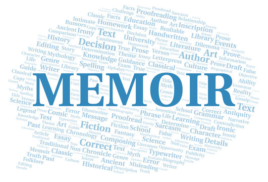 Memoir typography word cloud create with the text only