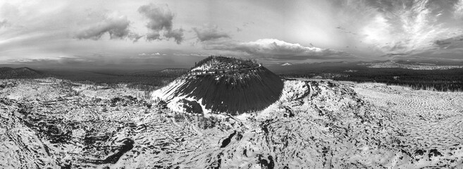 Panoramic lava dome with snow © John