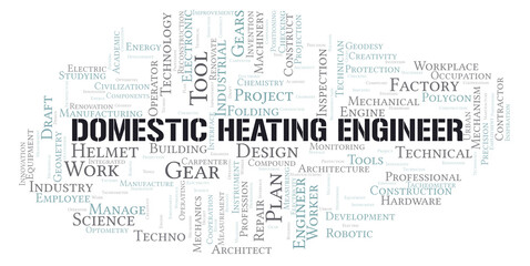 Fototapeta na wymiar Domestic Heating Engineer typography word cloud create with the text only