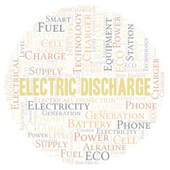 Electric Discharge typography word cloud create with the text only.