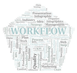 Workflow typography word cloud create with the text only.