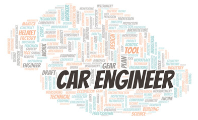 Obraz premium Car Engineer typography word cloud create with the text only