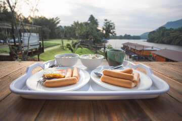 Fototapeta premium breakfast in the garden view