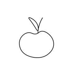 Vector apple in doodle style.One simple food.Illustration fruit for Chinese New Year with black line hand drawn.Design for menus,cards,stickers,prints,social networks,web.