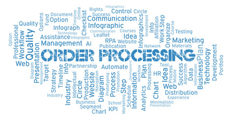 Fototapeta premium Order Processing typography word cloud create with the text only.