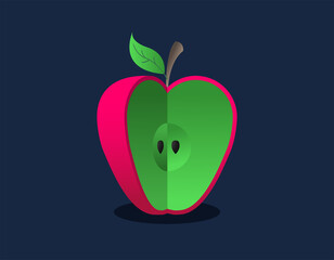 Apple bitten piece cartoon vector illustration