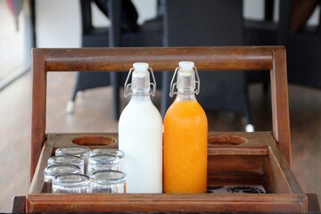 Orange juice and milk bottle