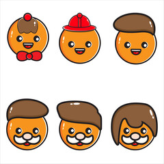 head face vector design set