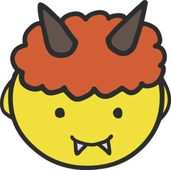 可愛い節分の黄鬼の顔のイラスト