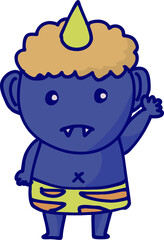 可愛い節分の青鬼のイラスト