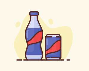 soft drink packaging canned bottle with flat style