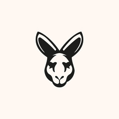 Simple portrait kangaroo head logo and icon design