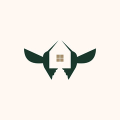 House and humming bird logo design concept