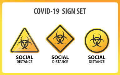 Covid-19 Warning Sign Set
