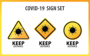 Obraz premium Covid-19 Warning Sign Set